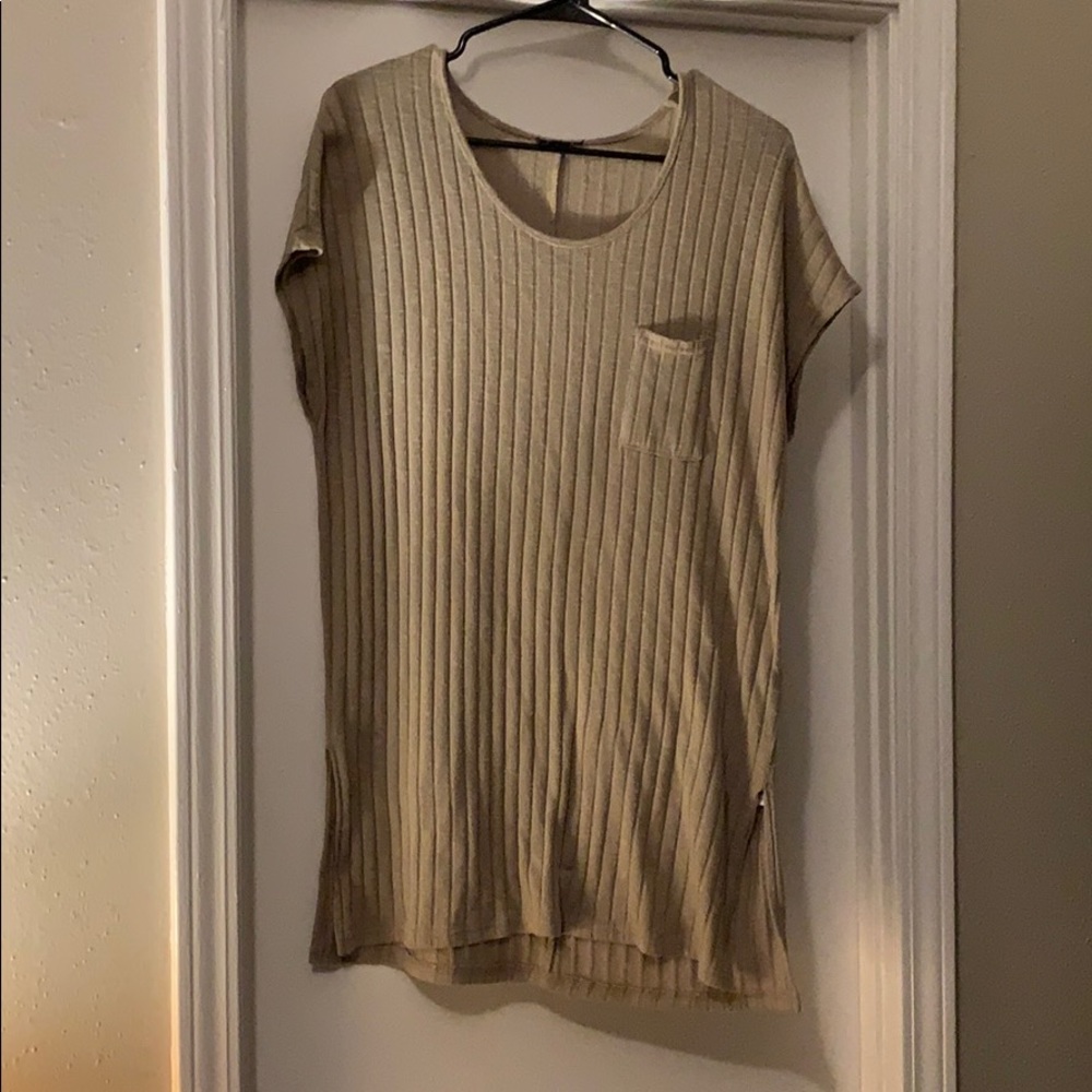 Topshop Tan Short Sleeve Sweater Shirt